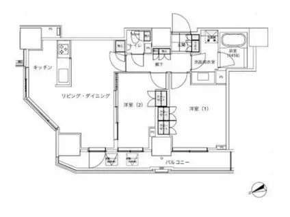 パークキューブ愛宕山タワー(2LDK/4階)の間取り写真