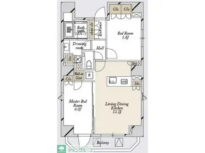 ミリアレジデンス浅草橋III(2LDK/10階)の間取り写真