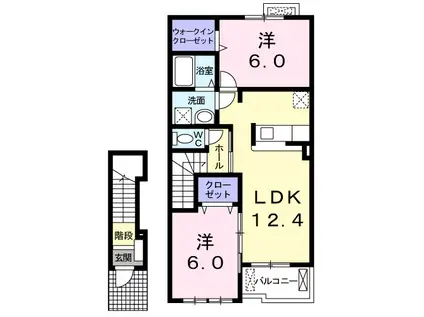 ヴィーコ レーネ A(2LDK/2階)の間取り写真