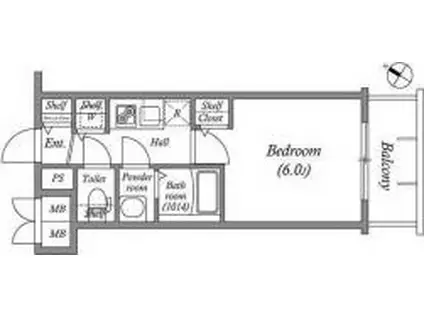 メインステージ大阪ノース MARK(1K/2階)の間取り写真