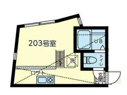 ユナイトエイチワイオランジュリー(ワンルーム/2階)の間取り写真