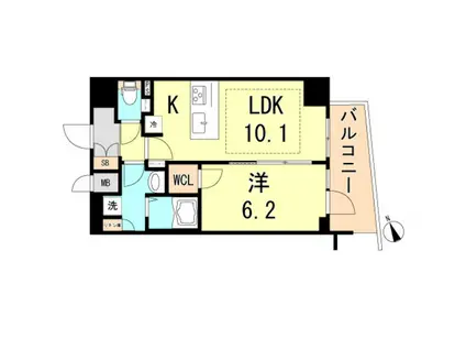 プレサンス THE神戸(1LDK/8階)の間取り写真