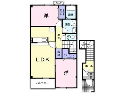 アリストクラット B(2LDK/2階)の間取り写真