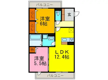 メゾン・ビアンカ(2LDK/2階)の間取り写真