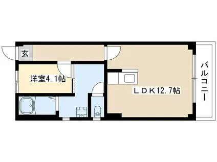 BLOOM北山本町(1LDK/2階)の間取り写真