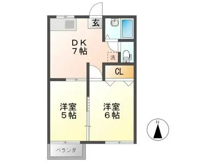 YOKOI HOUSE I(2DK/2階)の間取り写真