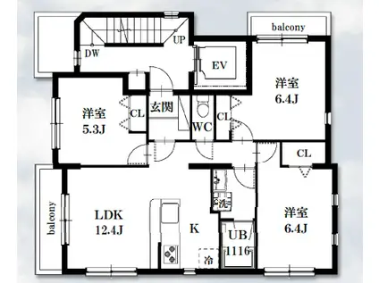 シャッツクヴェレ 2F(3LDK/2階)の間取り写真
