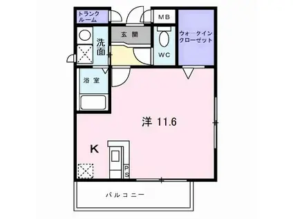 ヴィオラ(1K/1階)の間取り写真