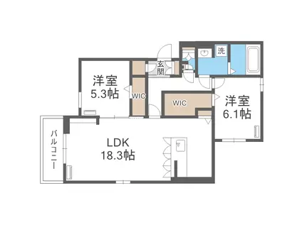 D-ROOM美野島(2LDK/1階)の間取り写真