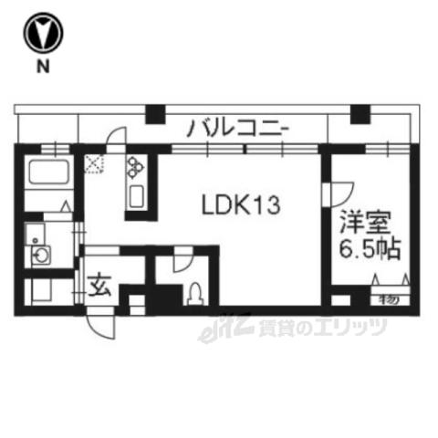 シュシュパルク六条院(1LDK/2階)の間取り写真