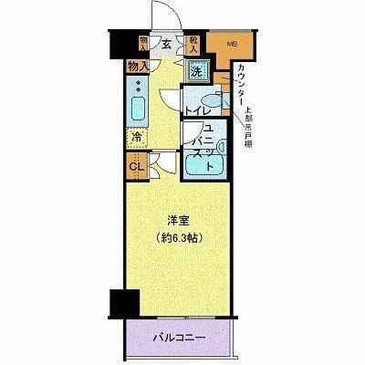 パレステュディオ南麻布(1K/8階)の間取り写真