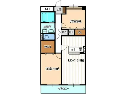 アニマート(2LDK/2階)の間取り写真