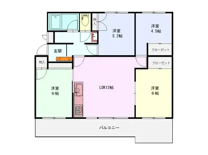 小田急25号棟(4LDK/3階)の間取り写真