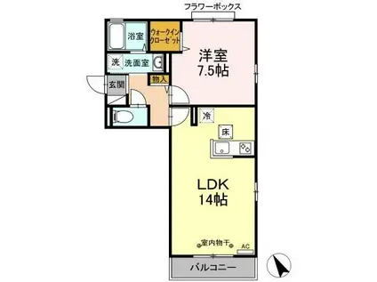 サンパティーク A(1LDK/1階)の間取り写真