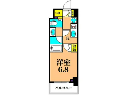 ザ・パークハビオ西大井(1K/6階)の間取り写真