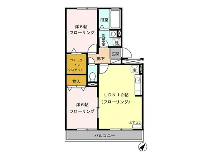 トリヴァンベールB(2LDK/3階)の間取り写真