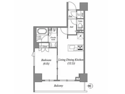 ブラウ住吉(1LDK/4階)の間取り写真
