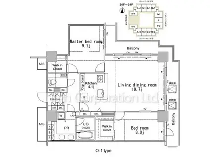 パシフィックロイヤルコートみなとみらいオーシャンタワー(2LDK/20階)の間取り写真