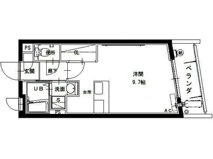 メルシー宇宿(ワンルーム/1階)の間取り写真