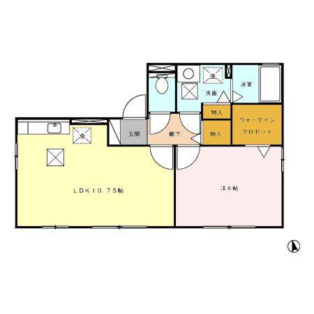 クレールヴィラ(1LDK/1階)の間取り写真