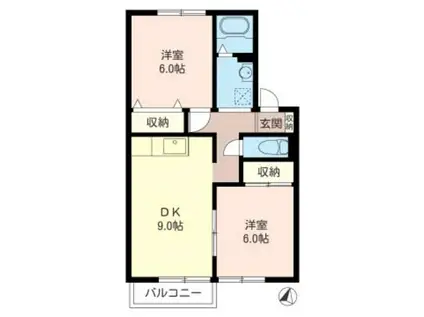 サンフラッツ氷川台(2DK/1階)の間取り写真