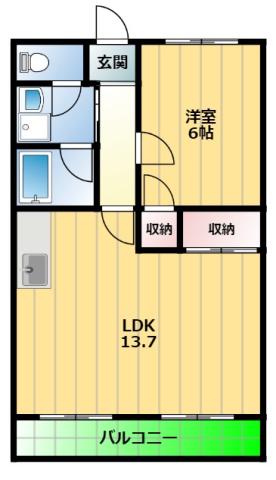 メゾンドフルーホ(1LDK/3階)の間取り写真