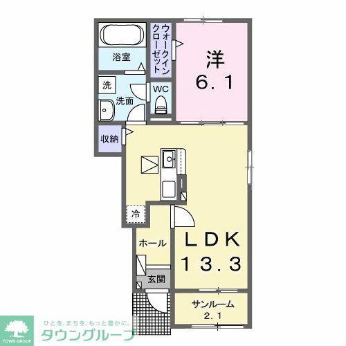 エアリー ブルーム B(1LDK/1階)の間取り写真