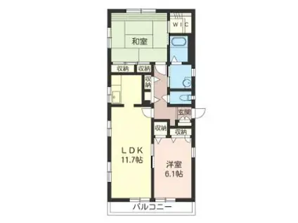 パラディウス新町G-1(2LDK/2階)の間取り写真