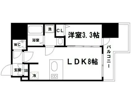 プレサンス北浜オリジン(1LDK/8階)の間取り写真