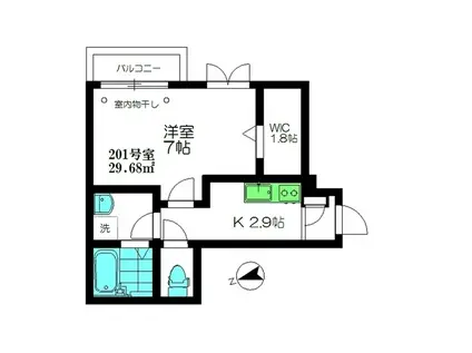 プリメール.T(1K/2階)の間取り写真