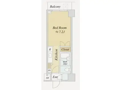 パレステュディオ新宿パークサイド(1K/8階)の間取り写真