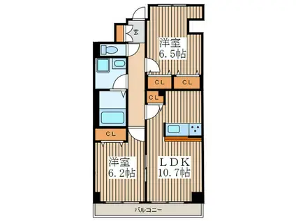 フランチェスカ(2LDK/4階)の間取り写真