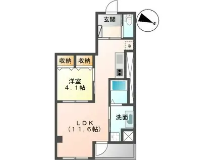 GLORIOUSK(1LDK/4階)の間取り写真