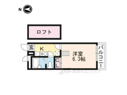 西野山マンション(1K/3階)の間取り写真