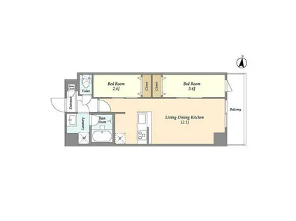 アルファコート梅島(2LDK/4階)の間取り写真