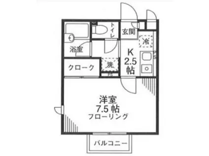 シダーコート(1K/1階)の間取り写真