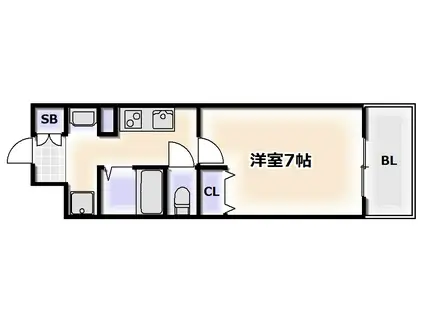 ビーバープレイス四天王寺(1K/4階)の間取り写真