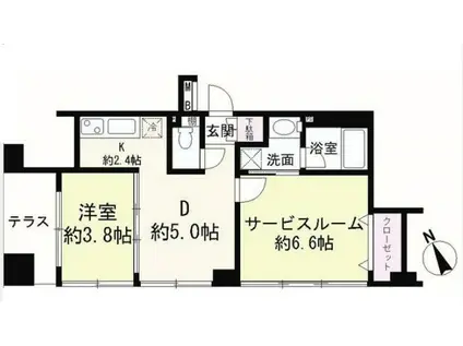 ホームズ高輪台(1SDK/1階)の間取り写真