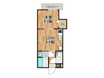 春日出北2丁目PJ(1LDK/3階)の間取り写真