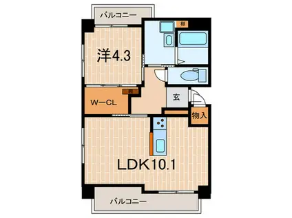 アルディア伊勢(1LDK/4階)の間取り写真
