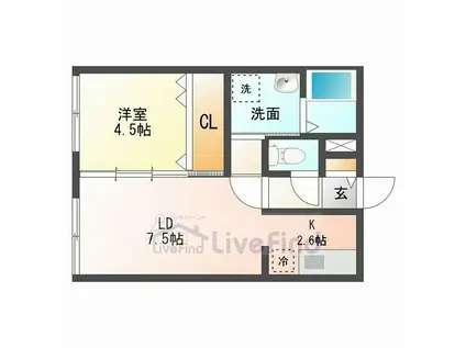 CHOUCHOU サウス FORESTシュシュサウスフォレスト(1LDK/2階)の間取り写真