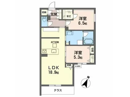 ハムステッドアレー(2LDK/1階)の間取り写真