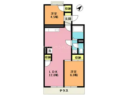 第3タツミコーポ(2LDK/1階)の間取り写真