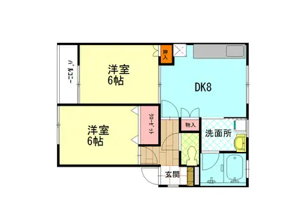 サーレブッローネ3(2DK/1階)の間取り写真