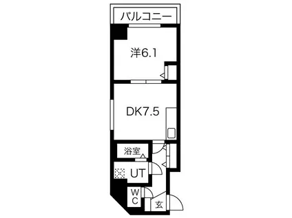 ノースウエスト216(1DK/6階)の間取り写真