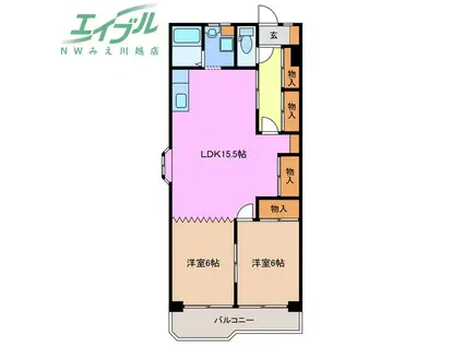 第三富士コーポ(2LDK/3階)の間取り写真