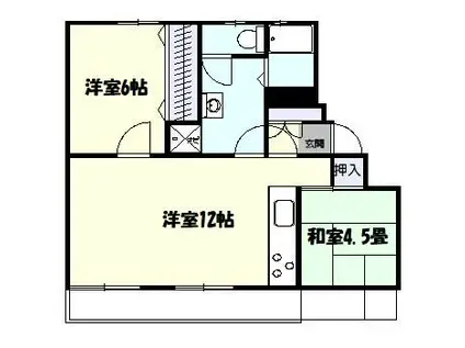 白幡台15号棟(2LDK/1階)の間取り写真