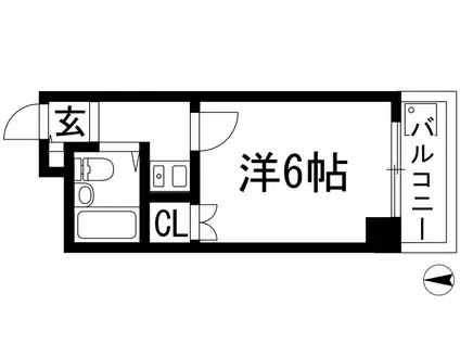 シャトー栄根Ⅱ(1K/2階)の間取り写真