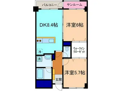 ジョルナーレ泉本町(2DK/2階)の間取り写真