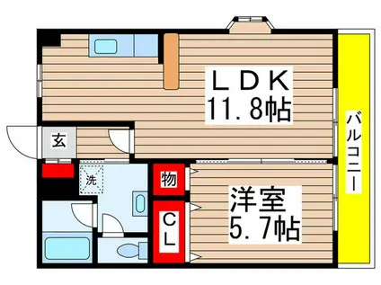 スカイビュー・アン(1LDK/2階)の間取り写真